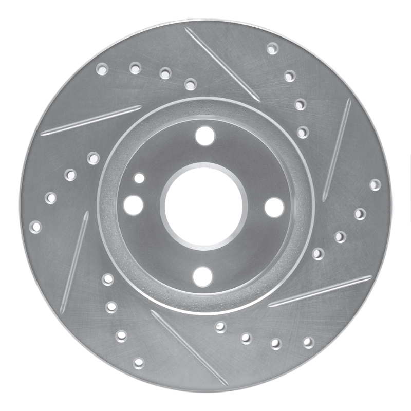 Mazda Miata Brake Rotor (1) - Front Left - R1 Concepts - Drilled & Slotted - Silver - `94-`02